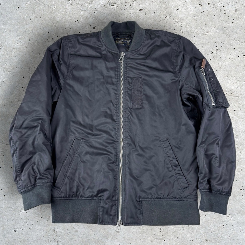 Abercrombie & Fitch Black Bomber Jacket Men's Small Quilted Flight